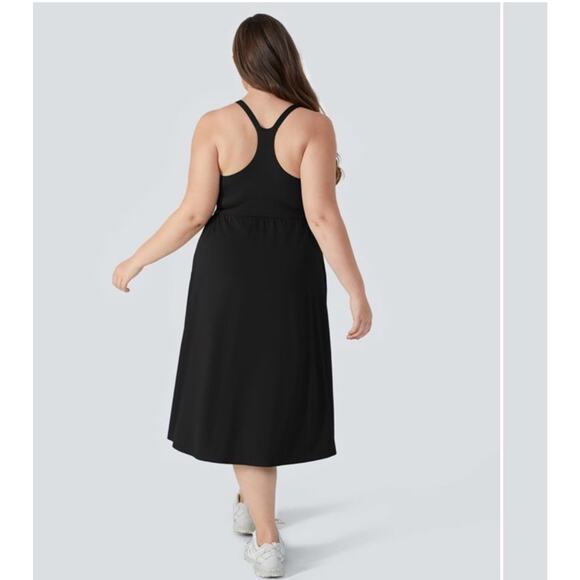 Halara Everyday Plus Size Midi Chill Dress-La Land Dress Plus Size 3X Black Slit - Picture 2 of 9